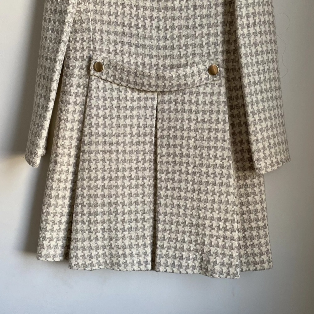 Vintage JR Bazaar Houndstooth Wool Coat Double Breasted Womans Medium 60s - Picture 5 of 10